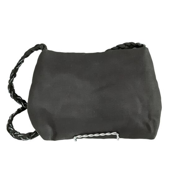 Vintage 80s Black Beaded Micro Crossbody Union Made Snap Closure Evening Wear - Picture 4 of 13